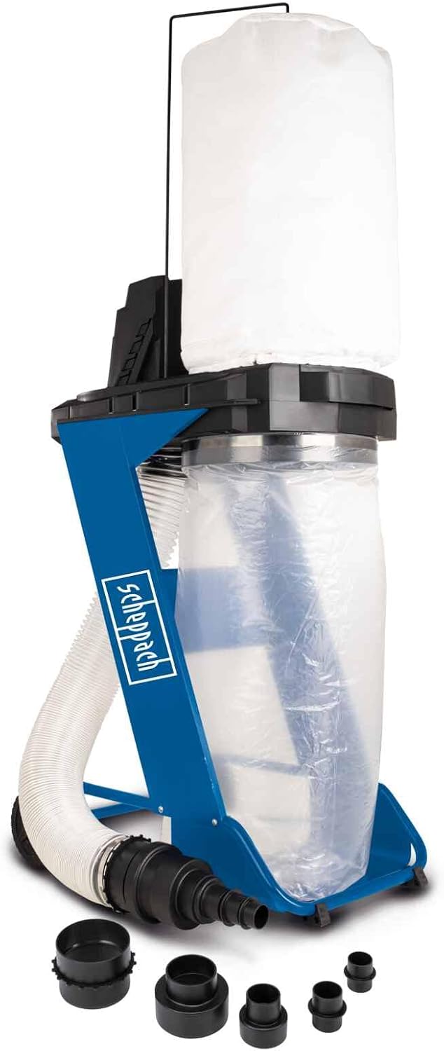Scheppach DC500 Dust Extractor, 550W, 1150m³/h Airflow, 75L Collection Bag, 2m Hose, 6pc Adapter Set