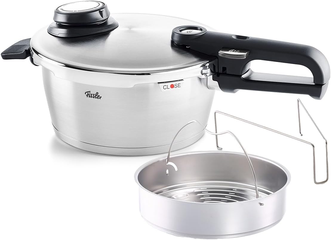 Fissler Vitavit Premium Pressure Cooker with Steamer Insert, 3.7 Quart