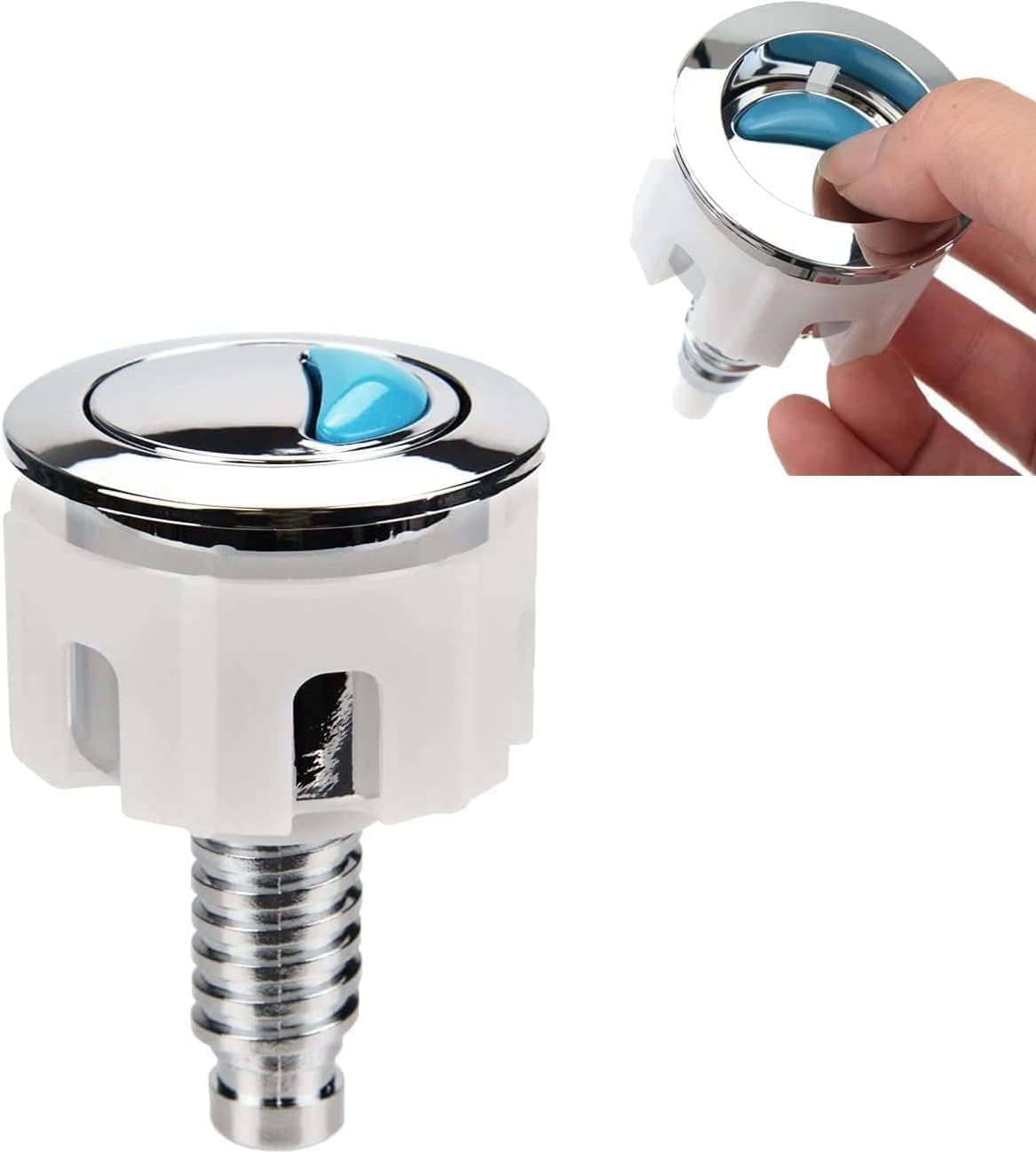 JEOPKO 1Pcs Toilet Flush Button, Round Head Dual Toilet Push Button, Cistern Flush Replacement, Toilet Push Button Flush Replacement Compatible with Ideal Cistern Tank Toilet Flush System