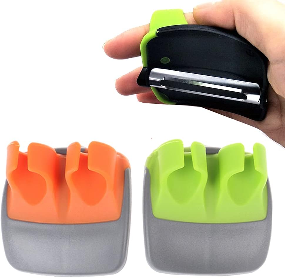 2 Pcs Hand Vegetable Peeler Palm Peeler Rubber Finger Grips,Silicone Finger Grips Kitchen Gadget,Comfortable to Peel Pumpkin,Carrot,Cucumber,Potato and More