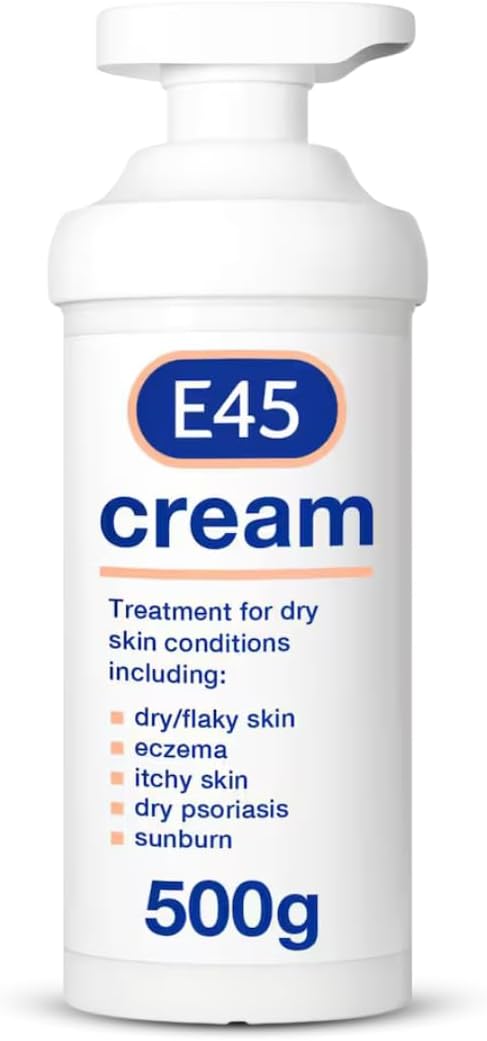 E45 Moisturising Cream for Dry Skin with Pump 500g Dermatological Cream for Eczema