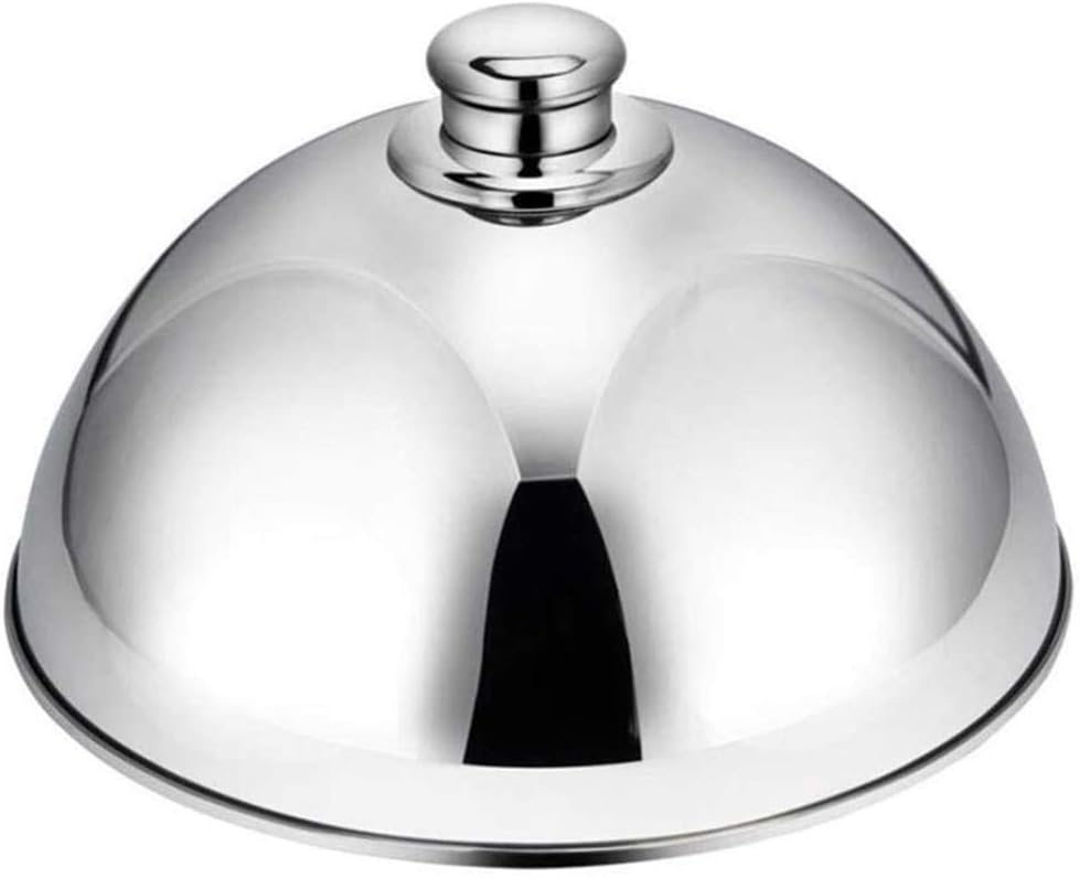 Stainless Steel Basting Cover, Stainless Steel Cloche Food Cover Dome Serving Plate Dish Dining Dinner for Home Kitchen Restaurant Cafe 25.5cm/10 inches (Silver)