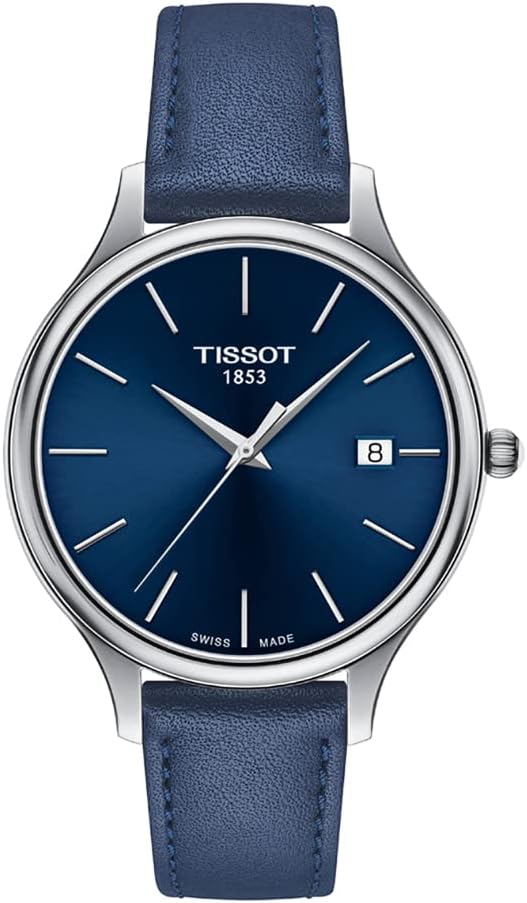Tissot Womens Bella Ora 316L Stainless Steel case Quartz Watch, Blue, Leather, 16 (T1032101604100)