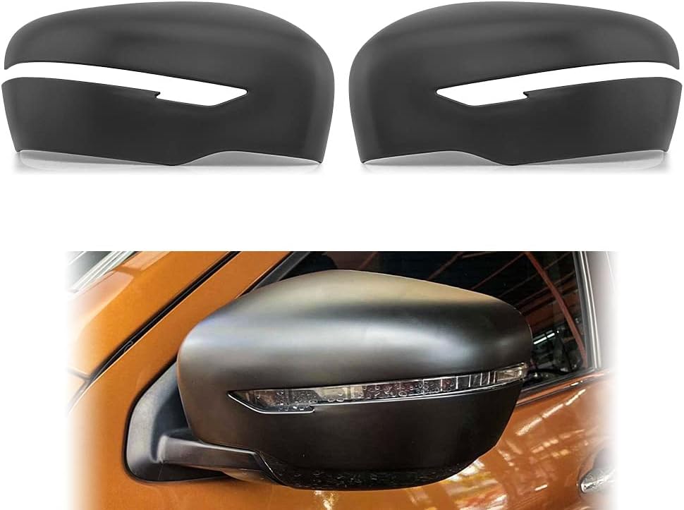 TUNEZ® Side Mirror Cover Compatible With Navara NP300 D23 STX ST ST-X SL Visia Acenta Acenta+ N-Connecta Tekna Year 2015 2016 2017 2018 2019 2020 Rear View Guard Protector Turn Signal Indicator