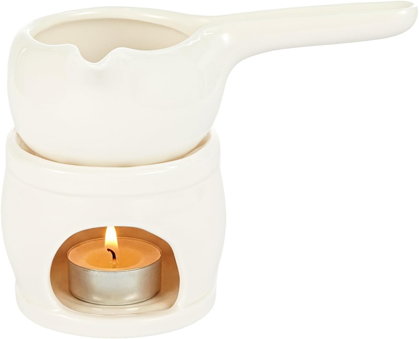 Wax Melt Essential Oil Burner White Candle Wax Melter Warmer Set with Spoon, Base & Removable Melting Pot, Ceramic Wax Warmer for Candle Making, Wax Melting Stove Oil Candle Diffuser for