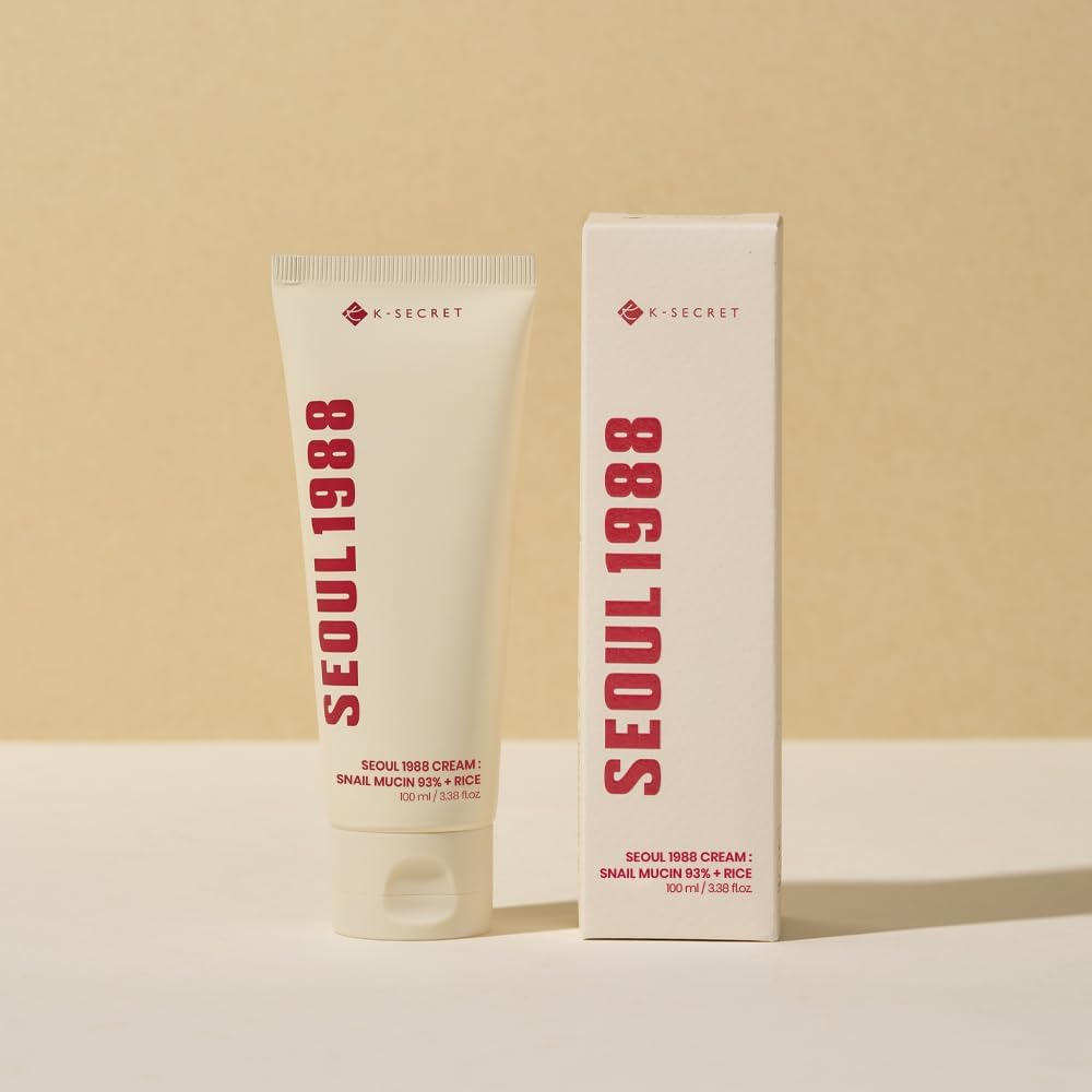 K-SECRET SEOUL 1988 Cream: Snail Mucin 97% + Rice, 100ml/3.38fl.oz. | 97% Snail Secretion with Rice Ferment Filtrate and Rice Extract for Skin Hydration, Soothing | Korean Skincare
