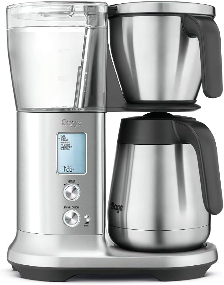 Sage - The Precision Brewer Thermal Coffee Brewer - 1.7L Drip Coffee Maker, LCD Screen With 5 Presets, With Flat Bottom & Cone Filter Baskets, Temperature Control, 1650 W, Brushed Stainless Steel