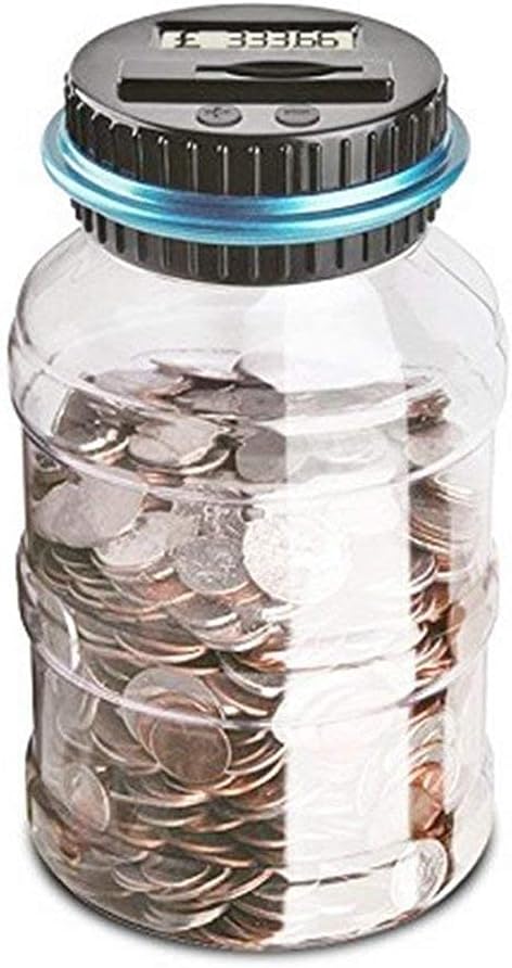 Vinsani Digital Piggy Bank Counter, Automatic UK Coin Counting Jar Money Box for Kids and Adult, Safe Money Bank Coin Saving Pot Container with LCD Display and Large Capacity
