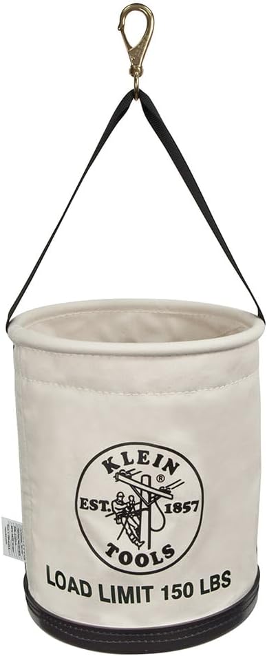 Klein Tools 5109SLR Canvas Bucket, All-Purpose Tool Bucket with Plastic Bottom with Drain Holes, Load Rated Up to 150-Pounds