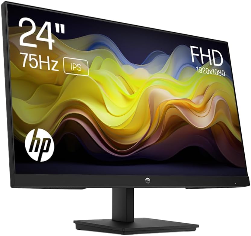 HP 24 Inch FHD Monitor - V24ie G5, Full HD IPS, 75hz Refresh Rate, 1x HDMI, 1 x VGA, 1 x DisplayPort 1.2, Low Blue Light Mode, Anti-glare, Tilt Adjustment, VESA Mountable, Black