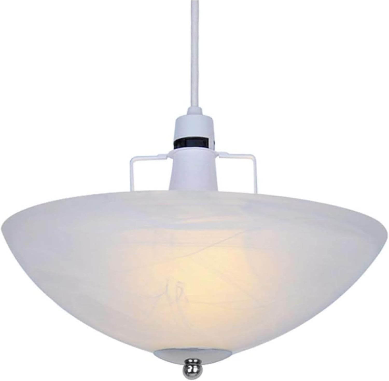 MiniSun | Traditional Alabaster Glass Uplighter Ceiling Light Shade with a Silver Chrome Gimble | Close-to-Ceiling Lights, Home Décor & Improvement Essential | 336cm Shade Width