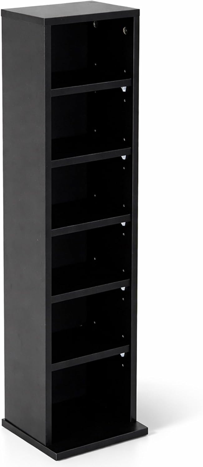 Oypla 6 Tier Black Wooden CD DVD Game Book Shelf Storage Tower Rack