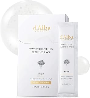 d'alba Piedmont Italian White Truffle Waterfull Vegan Sleeping Pack, Non Wash-off Overnight Face Mask, Portable Gel-type for moisture retention, Safe for sensitive skin, Korean Skin Care