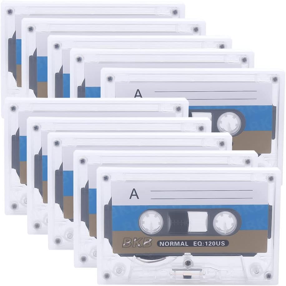 10Pcs Blank Cassette Tape 60 Mins Blank Tape Magnetic Audio Tape Recording Player for Speech Music Recording Standard Cassette