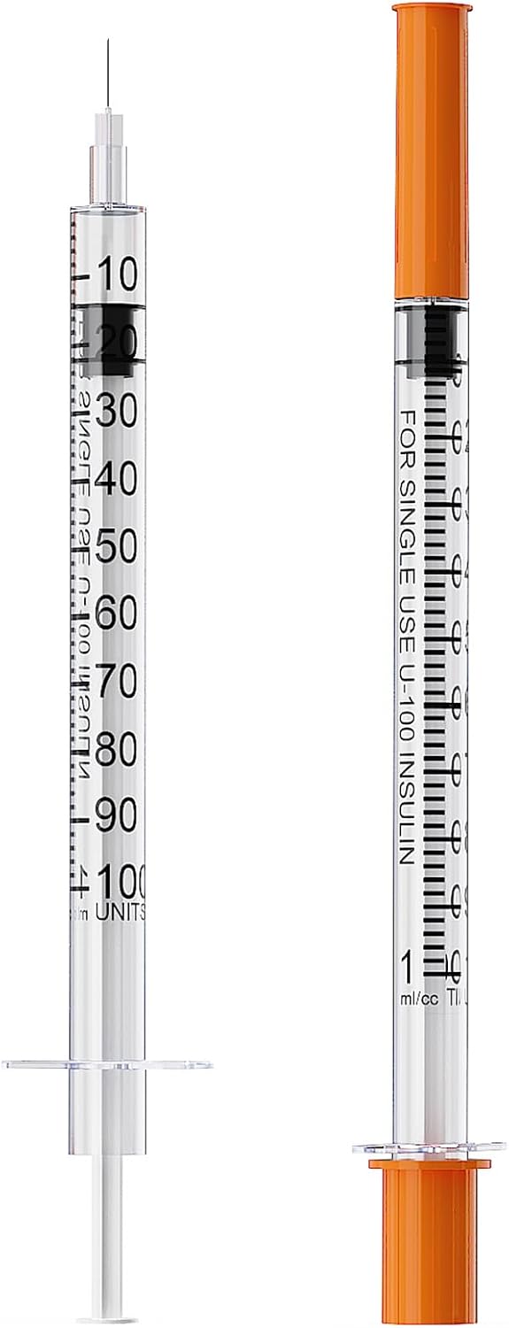 8 Pcs Insulin Syringe U-100 | 1ml/cc with 31G 5/16'' (8mm) Needle