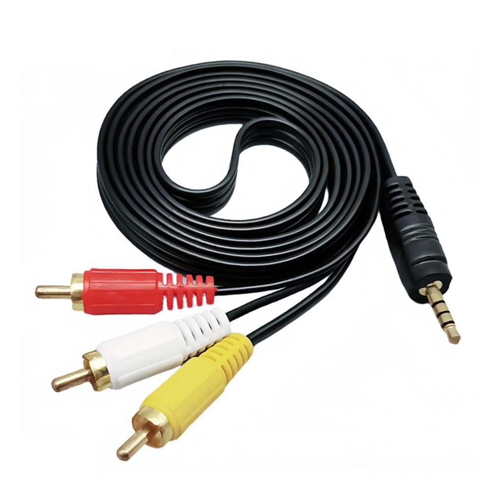 3.5mm to RCA Camcorder AV Cable, 5ft 3.5mm to 3RCA Audio Video Output Adapter Cord, for TV, Tablets, Smartphones, MP3, DVD, CD players, Radios, Computers, Set-top Boxes and Home Theater
