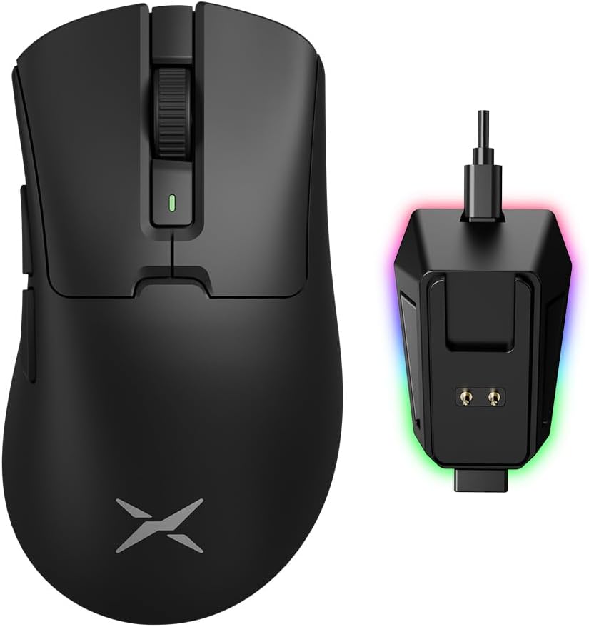 DeLUX M900PRO Wireless Gaming Mouse, 8000Hz Polling Rate, Magnetic 4K RGB Charging Dock, 63g Lightweight Design, 2.4G Dual Mode Connection, PAW3395 Sensor with 26000DPI, 6 Programmable Buttons (Black)