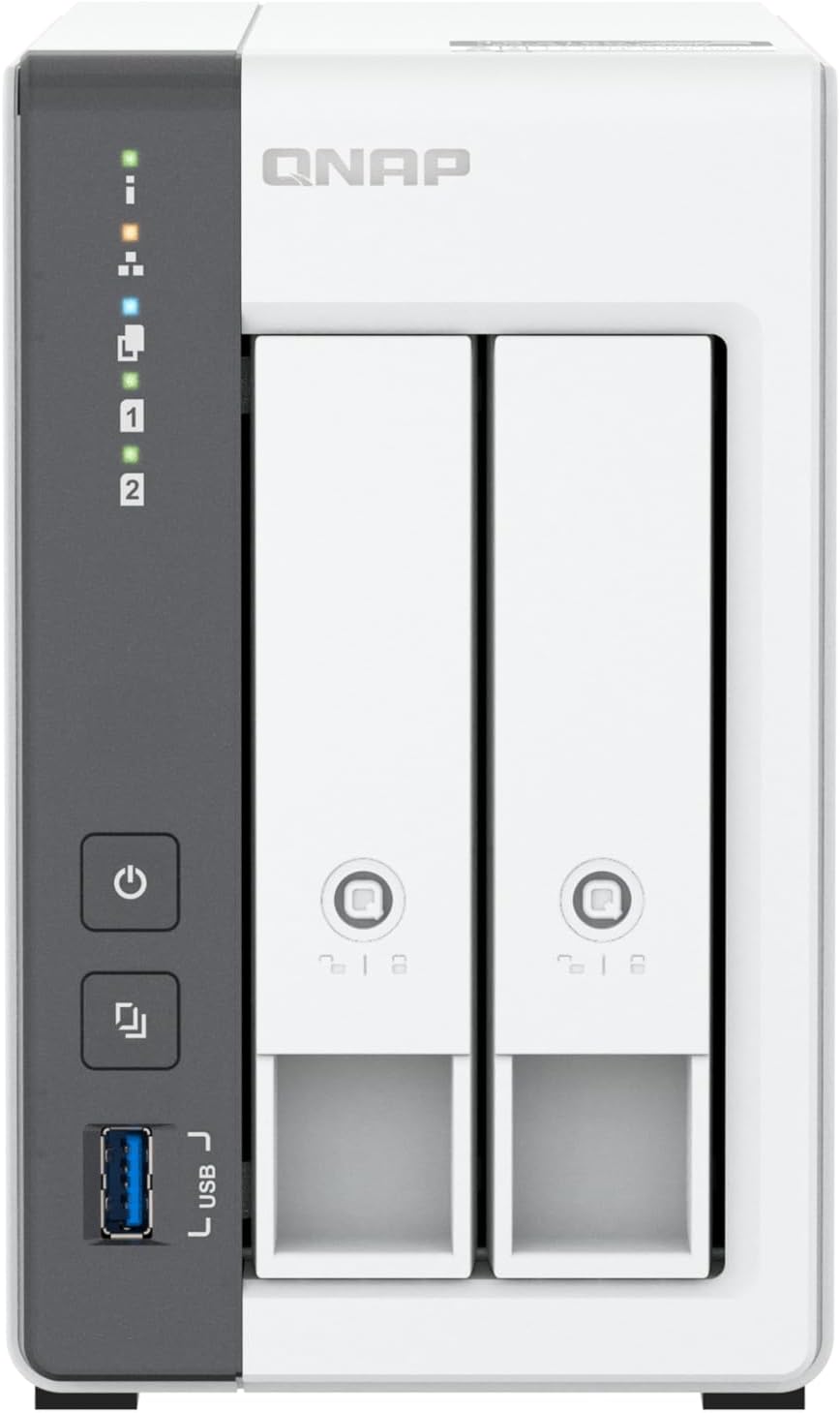 QNAP TS-216G-US - The Most Affordable 2-Bay 2.5GbE Desktop NAS, Equipped with ARM Cortex-A55 Quad-Core CPU, Built-in NPU and 4GB DDR4 RAM (Diskless)