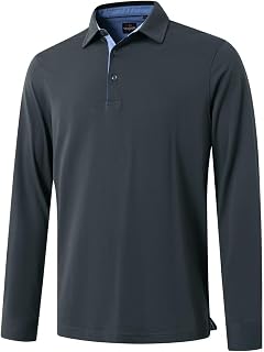 Men's Polo Shirts Long Sleeve Mercerized Cotton Blend Business Casual Stylish Collared Shirts
