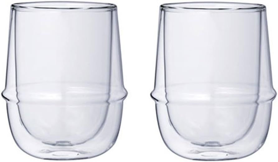 Double-Walled Kinto KRONOS Coffee Cups - Maintain Temperature - Prevent Condensation - 250 ml (8.45 fl. oz.) each - Set of 2