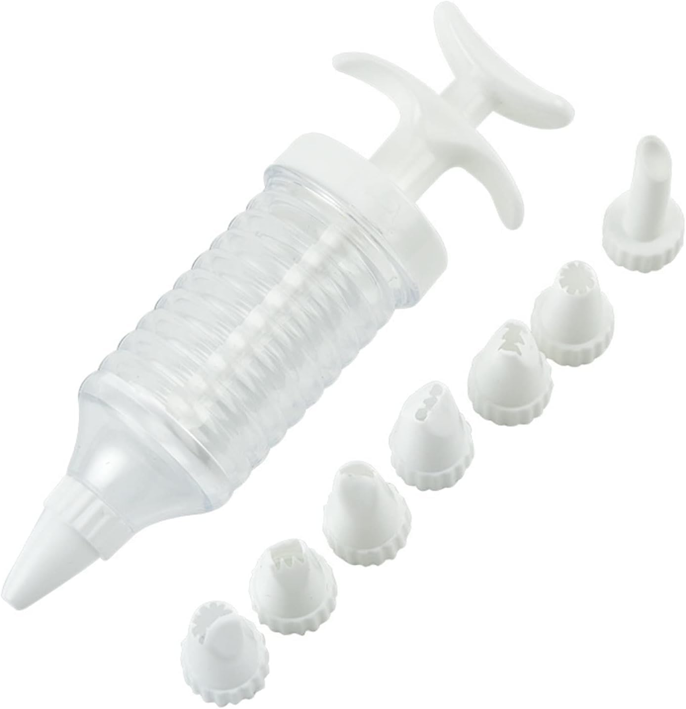 1Set White Pipe Nozzles with Syringe,Plastic Cream Baking Piping Nozzle Dispenser Icing Pastry Tips Tube Decoration Tool,for Cupcake and Cake,Decorating Tools,Icing and Piping Tips,Cake Decorating Kit