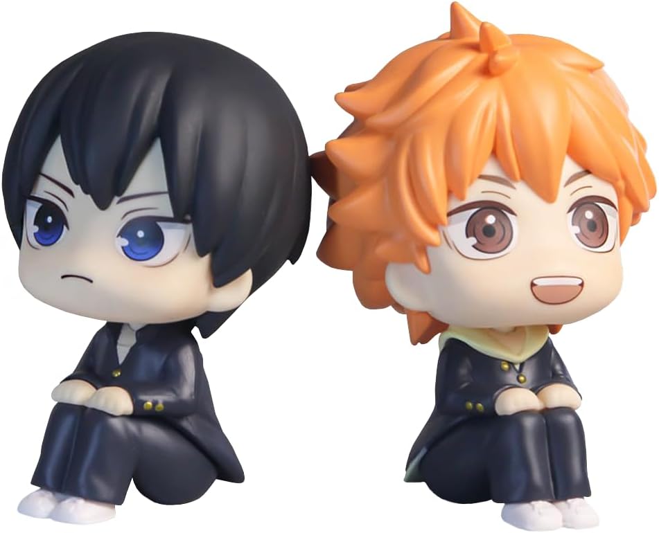 Anjinguang 2pcs/set Haikyuu Figure Hinata Syouyou Statue Figure Model 12cm Haikyuu!!! Figurine Collectible PVC Sitting Pose Sculpture Desktop Ornament