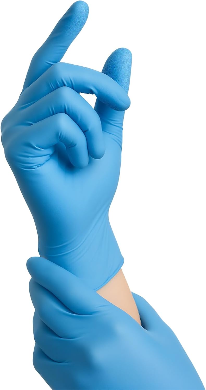 Nitrile Exam Gloves, Disposable Gloves Latex Free for Medical Care, First Aid, Cleaning, Food Prep,100 Count, Blue