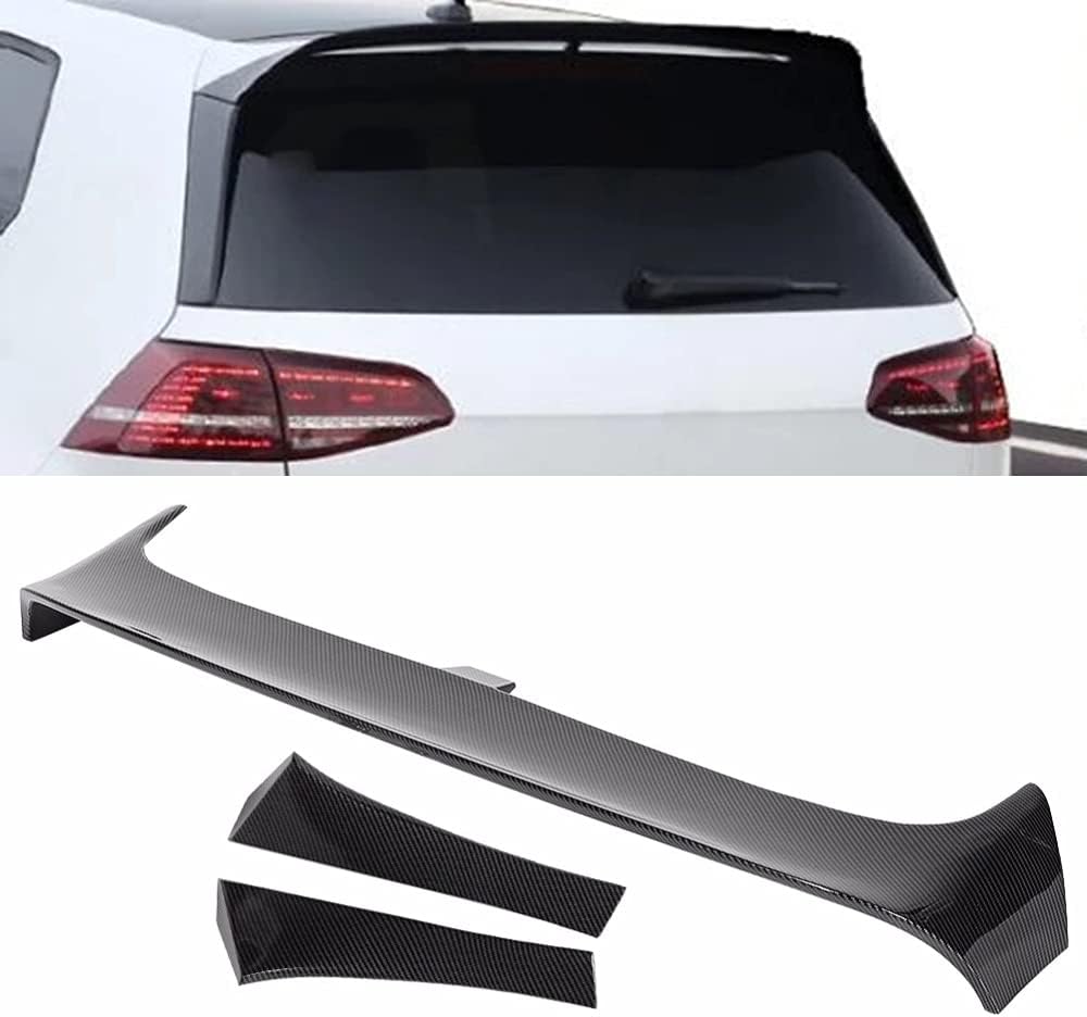 Dciustfhe ABS Material Carbon Fiber Texture Car Rear Roof Trunk Spoiler, for VW Volkswagen Golf MK7 MK7.5 GTI GTD R R-Line 2013-2020 Wing Tail Top Window Bumper Tailgate Lip Sticker