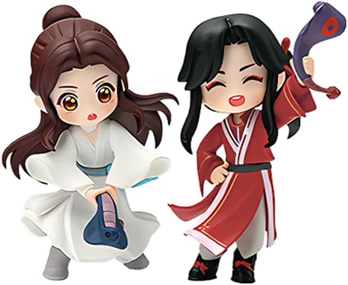 Anjinguang 4PCS/2PCS Chinese Tian Guan Ci Fu Figures Hua Cheng x Xie Lian Figurine Set 8-9cm Q Version Anime Action Figure Statue Cartoon PVC Model Collectible Desk Ornaments Anime Gifts