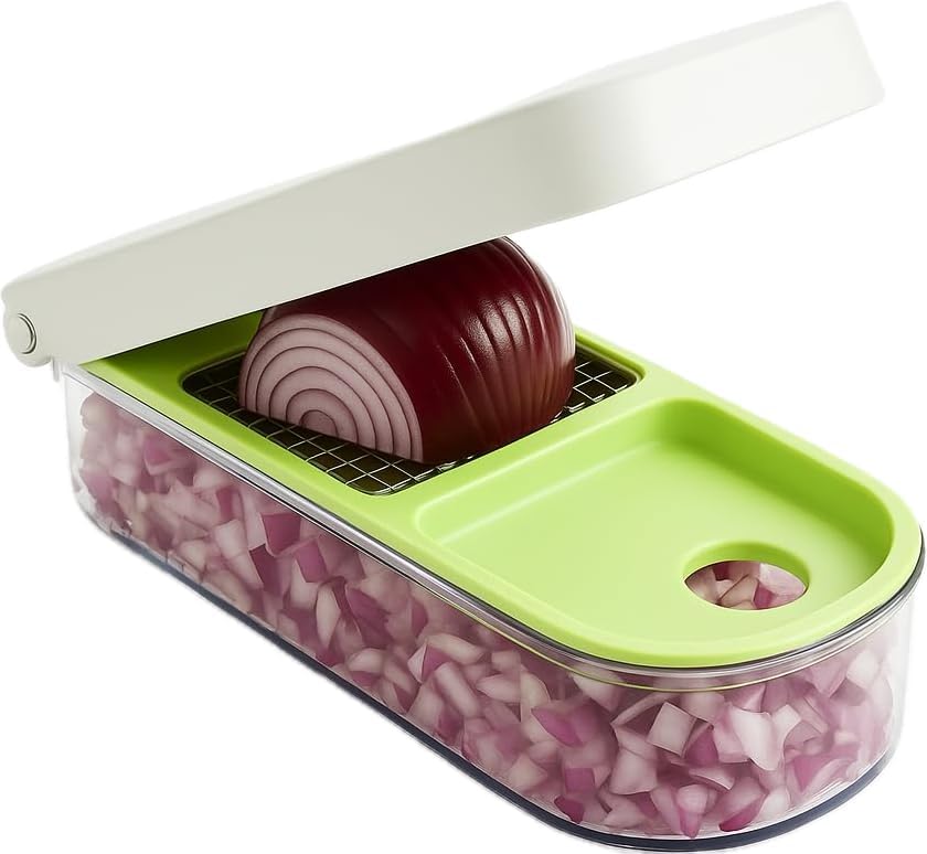 Vidalia Chop Wizard Vegetable Chopper – Original As Seen On TV Food Dicer with 2 Stainless Steel Blades, Large 2-Cup Container, Cleaning Tool, Dishwasher Safe Onion & Vegetable and Fruit Cutter