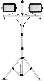 UFOND 10000 Lumen LED Work Light with Stand,Detachable Waterproof Dual Head Work Lights,Individual Switch Floodlight with TelescopingTripod,Work Lamp with Power Cord for Construction Site