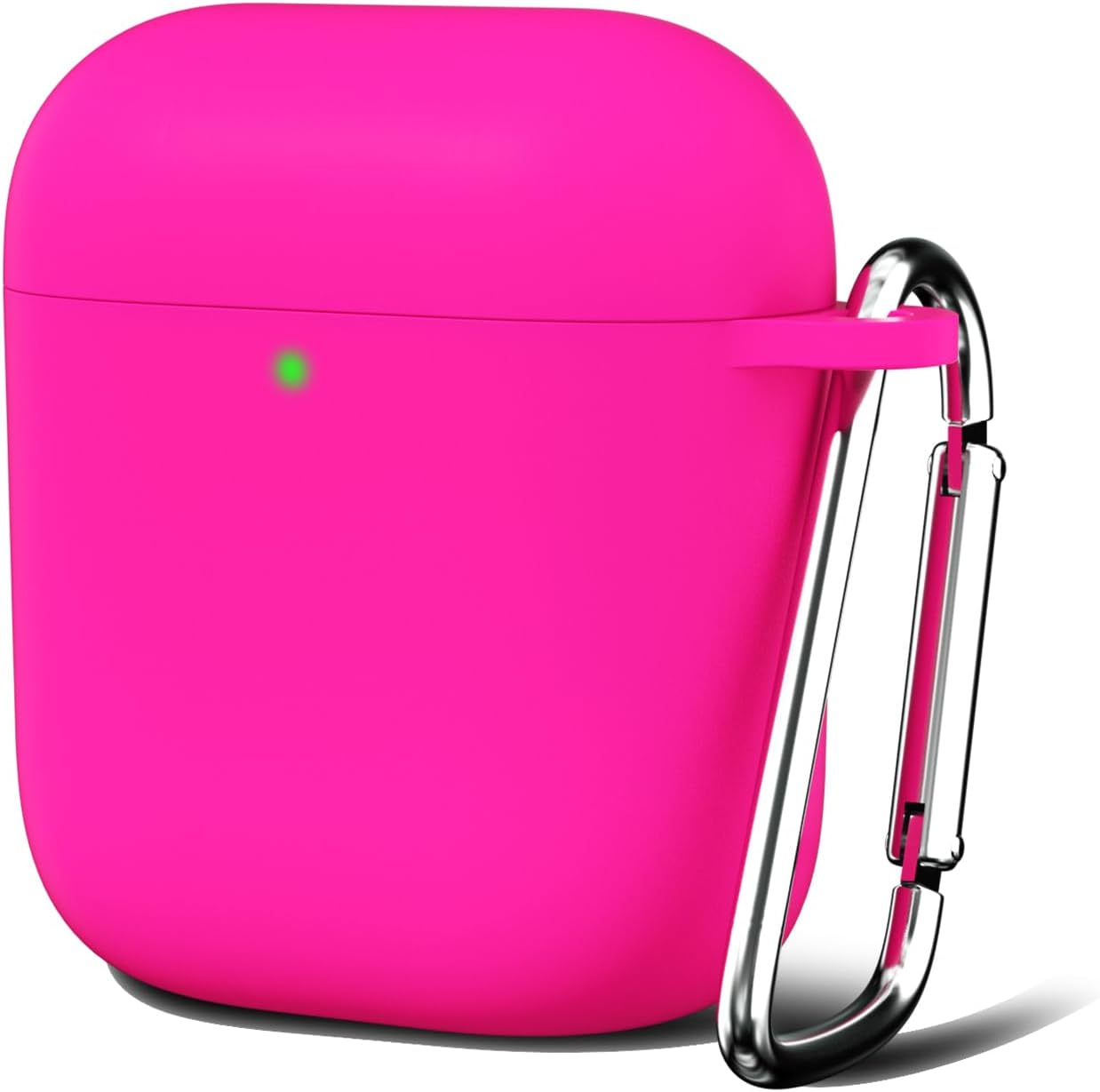 Oakxco Silicone Case for Airpods 1st 2nd Generation with Keychain, Thin Slim Soft TPU Skin Rubber Gel Cute Airpods Case 1/2 Gen Cover Aesthetic Accessories for Women Girl Female, Neon Hot Pink