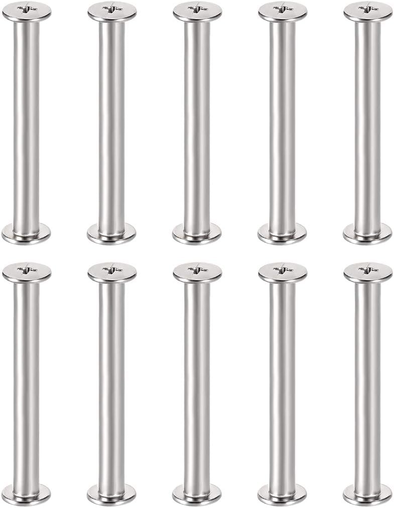 TA-VIGOR M5 Chicago Screws, M5 x 40mm Binding Screws Rivets Flat Cross Head | 10 Sets Chicago Book Binding Screws Rivets, Leather Button Rivets for Leather, Scrapbook Kits, Furniture Repairs, DIY Crafts