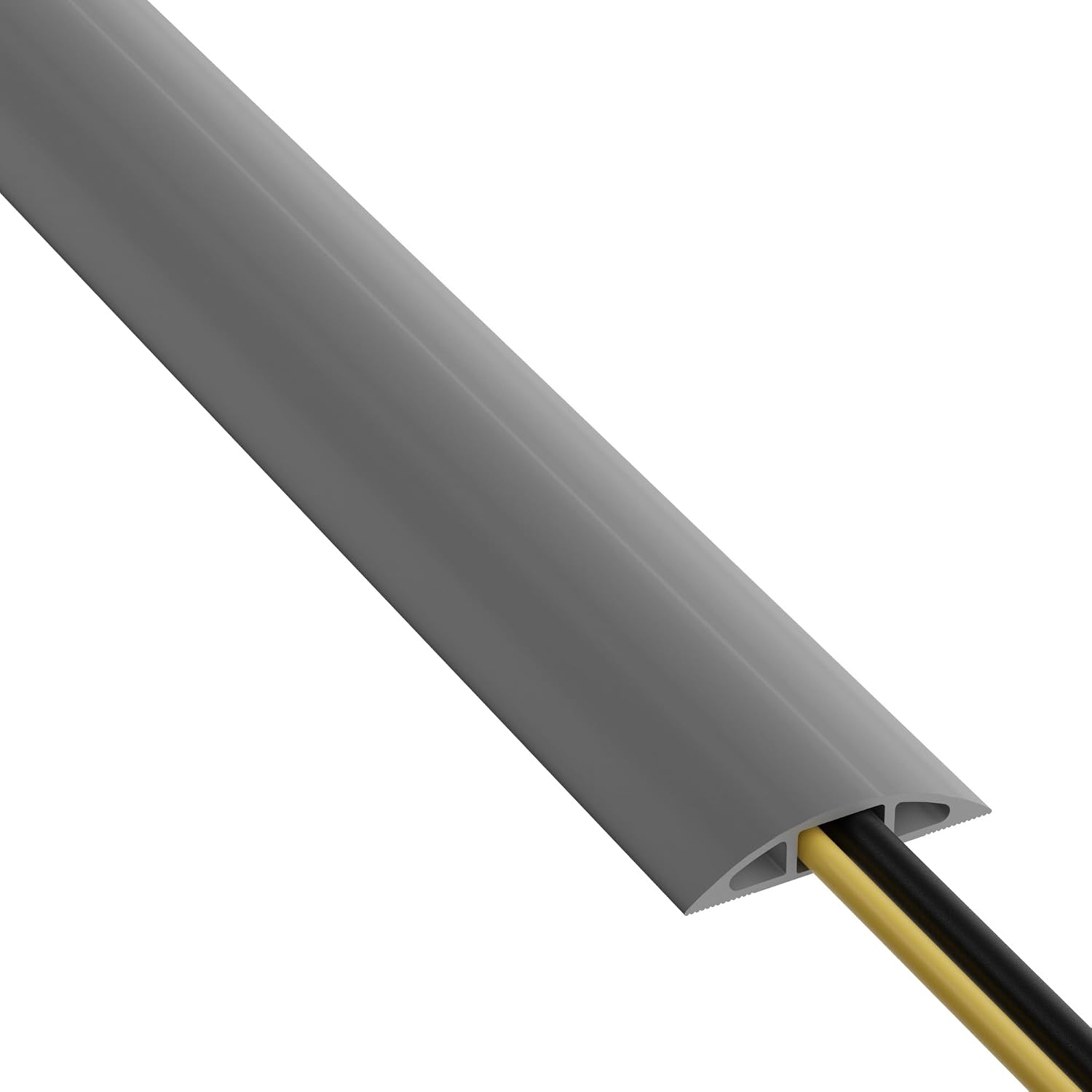 D-Line Floor Cable Cover, Protect Trailing Cables, Prevent Trips and Falls, Ribbed Non-Slip Base - 17mm (W) x 9mm (H) Cable Cavity - 4.5m Length - Grey