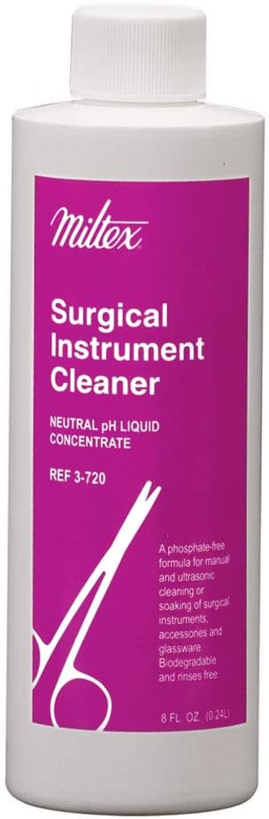 Surgical Instrument Cleaner, 8 fl. oz. (0.24 Liter) Bottles. Super Concentrate Formula for Manual and ultrasonic Cleaning or Soaking of Surgical Instruments, Accessories and Glassware.