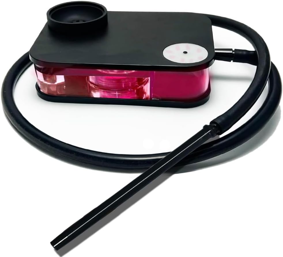 Flat Hookah Box – Portable Hookah Set for Travel, Complete Shisha Kit with LED Lights & Bag, Perfect for Any Adventure（Black）