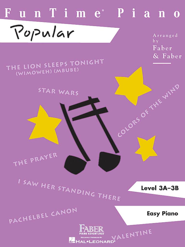FunTime Piano: Popular - Level 3A 3B | Late Elementary Piano Method and Sheet Music Songbook | 12 Graded Arrangements of Movie and Pop Favorites | Faber Piano Book for Kids with Fun Repertoire