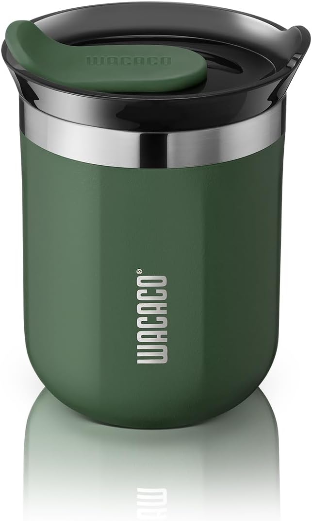 WACACO Octaroma Classico Vacuum Insulated Coffee Mug, Double-Wall Stainless Steel Travel Tumbler with Drinking Lid, 6 fl oz (180ml), Green