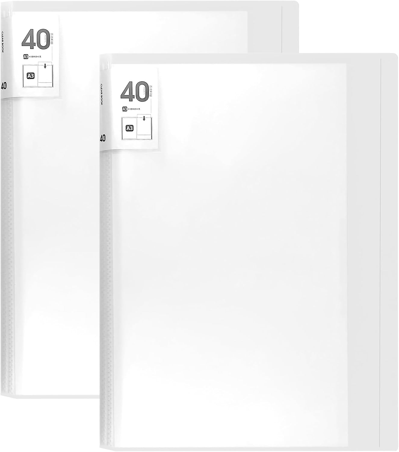 2 PCS A3 Display Book, White Display Folder with Plastic Sleeves