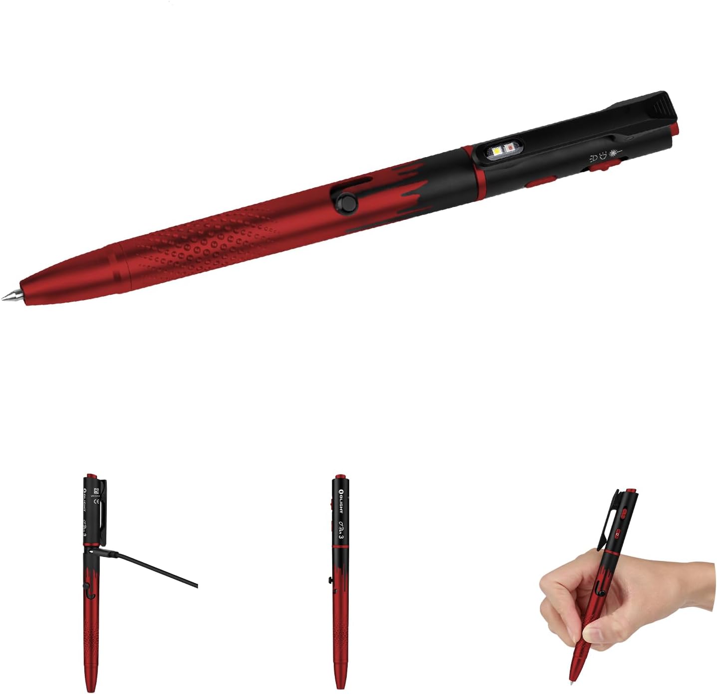 OLIGHT O'Pen 3 Pen Light, USB-C Rechargeable EDC Flashlight, Midnight Red