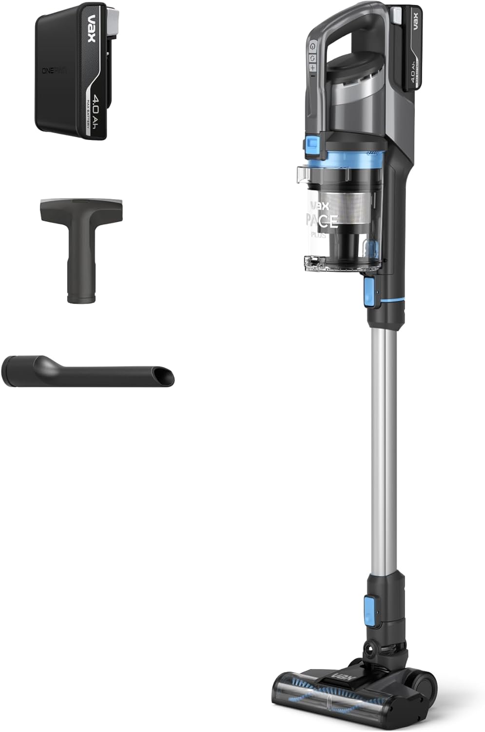Vax Pace Plus Cordless Vacuum Cleaner, Lightweight 3.1kg, 40 Minute Runtime, Boost Mode, Captures up to 99% of Particles, Crevice & Stair Tools, CLSV-PAKA, Blue