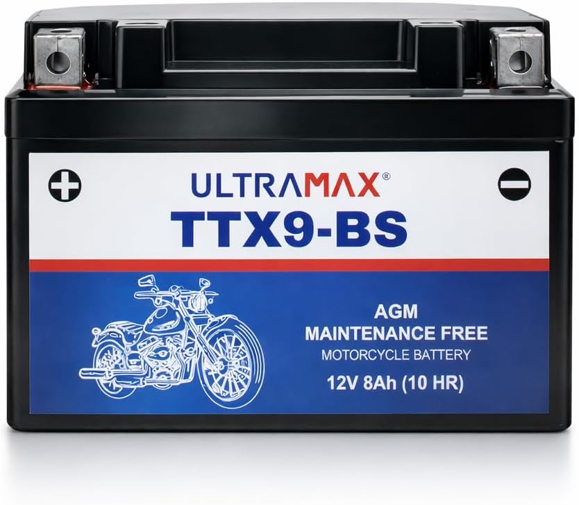 Ultra Max TTX9-BS, 12V 8AH 90 CCA Motorcycle Motorbike Powersports Battery