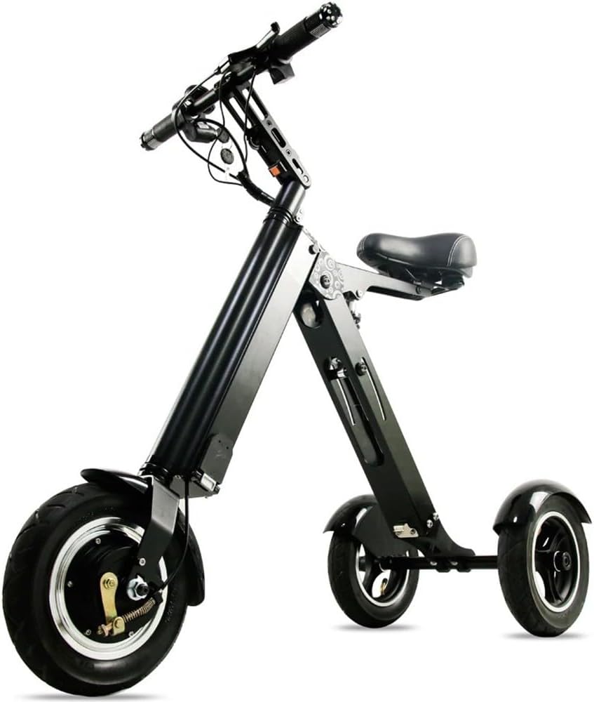 10" Tire Foldable Electric Tricycle with Seat, Light Weight Electric Mobility Scooter with Reverse Function and Key Switch, 3 Wheels Tricycle for Traveling C,10inch