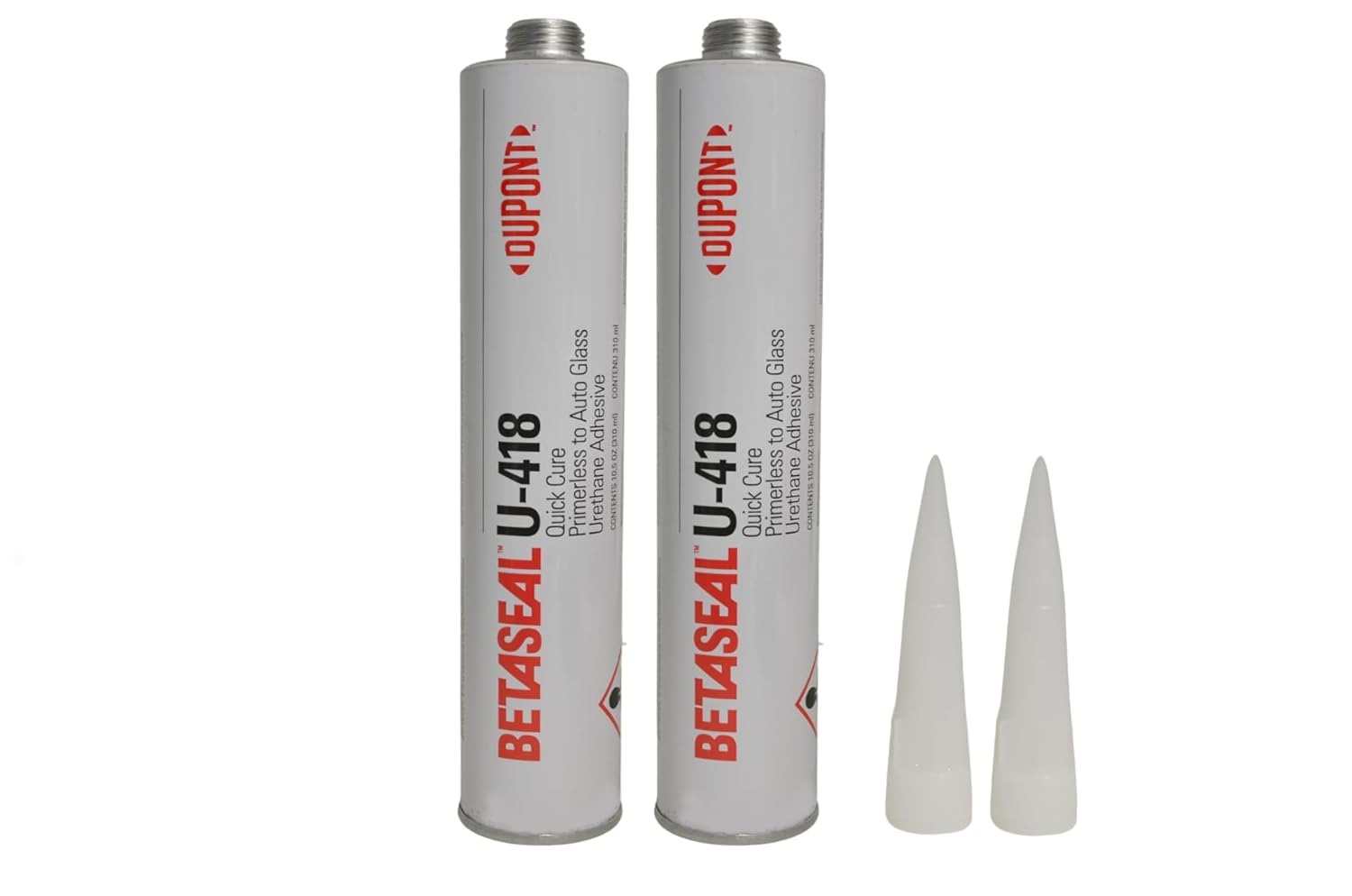 U-418 Fast Cure Auto Glass Urethane Adhesive - Primerless 310ml 10.5oz (Cartridge, 2, Count)