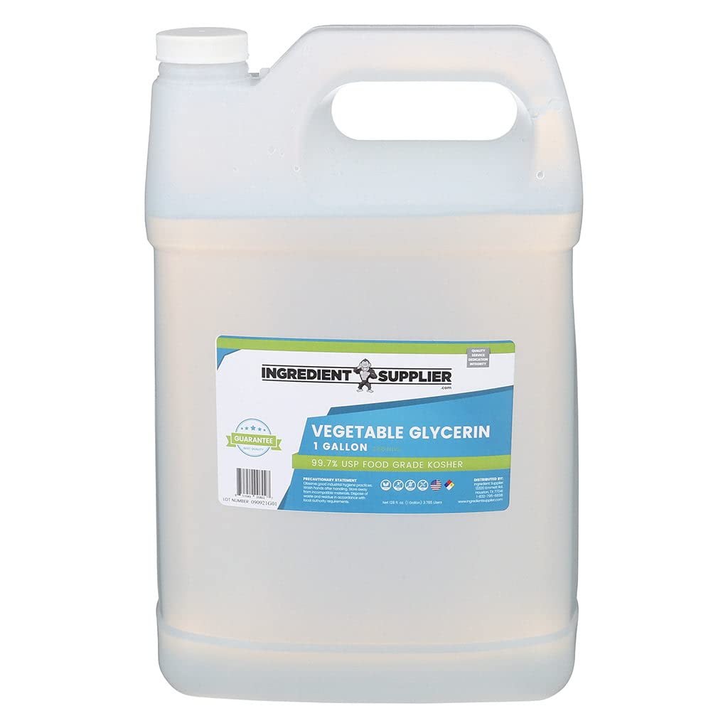 Vegetable Glycerin - 1 Gallon - USP Kosher Food Grade - Non GMO - Vegan - Palm Derived - Humectant for Skin Care, Soap Making & DIY