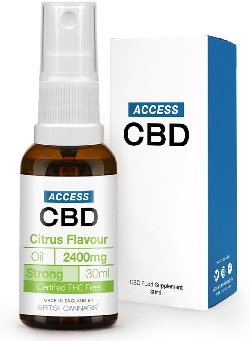 ACCESS CBD Oil 2400 mg | Vegan | Joint Pain Relief | Health Sleep Anxiety| Free from THC Oil | Mct Oil | Cbd Drops | Extra Strong Strength Cbd Spray | Citrus Flavour | 30ml