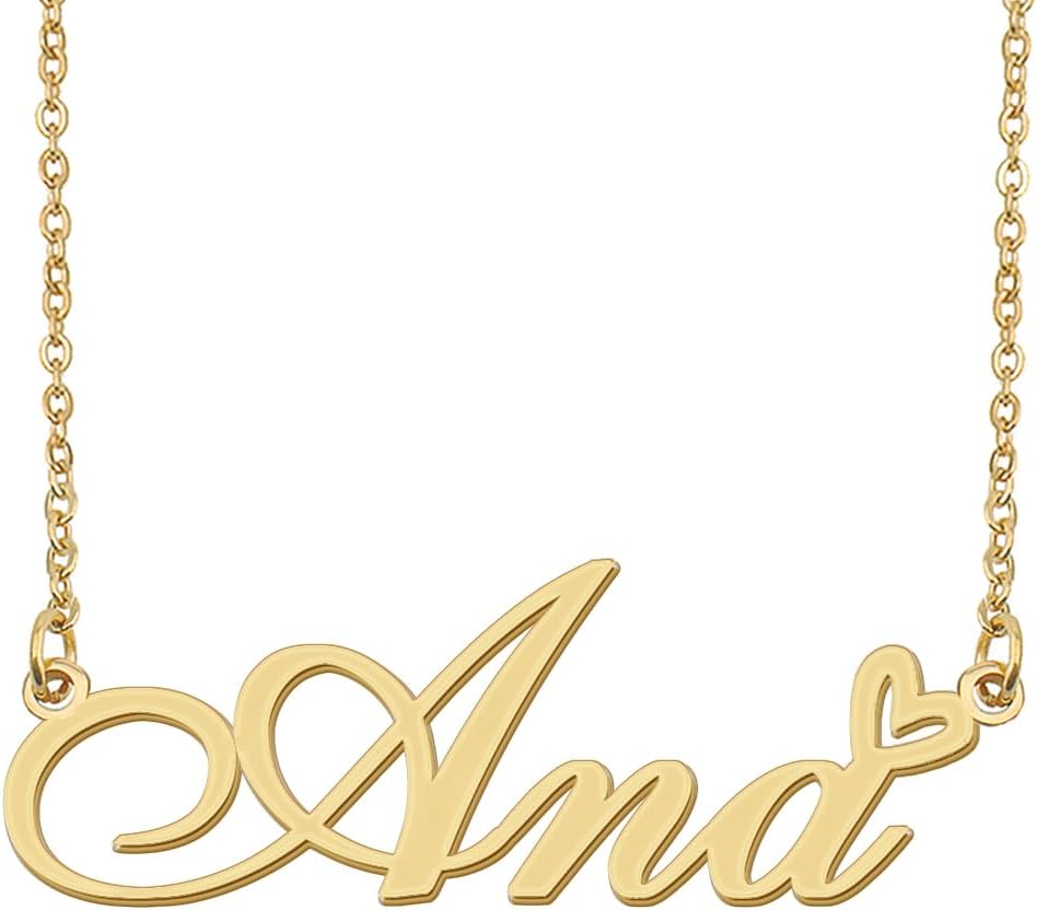 Aoloshow Personalized Heart Name Necklace Gold Custom Any Names Stainless Steel Jewelry for Womens Graduation