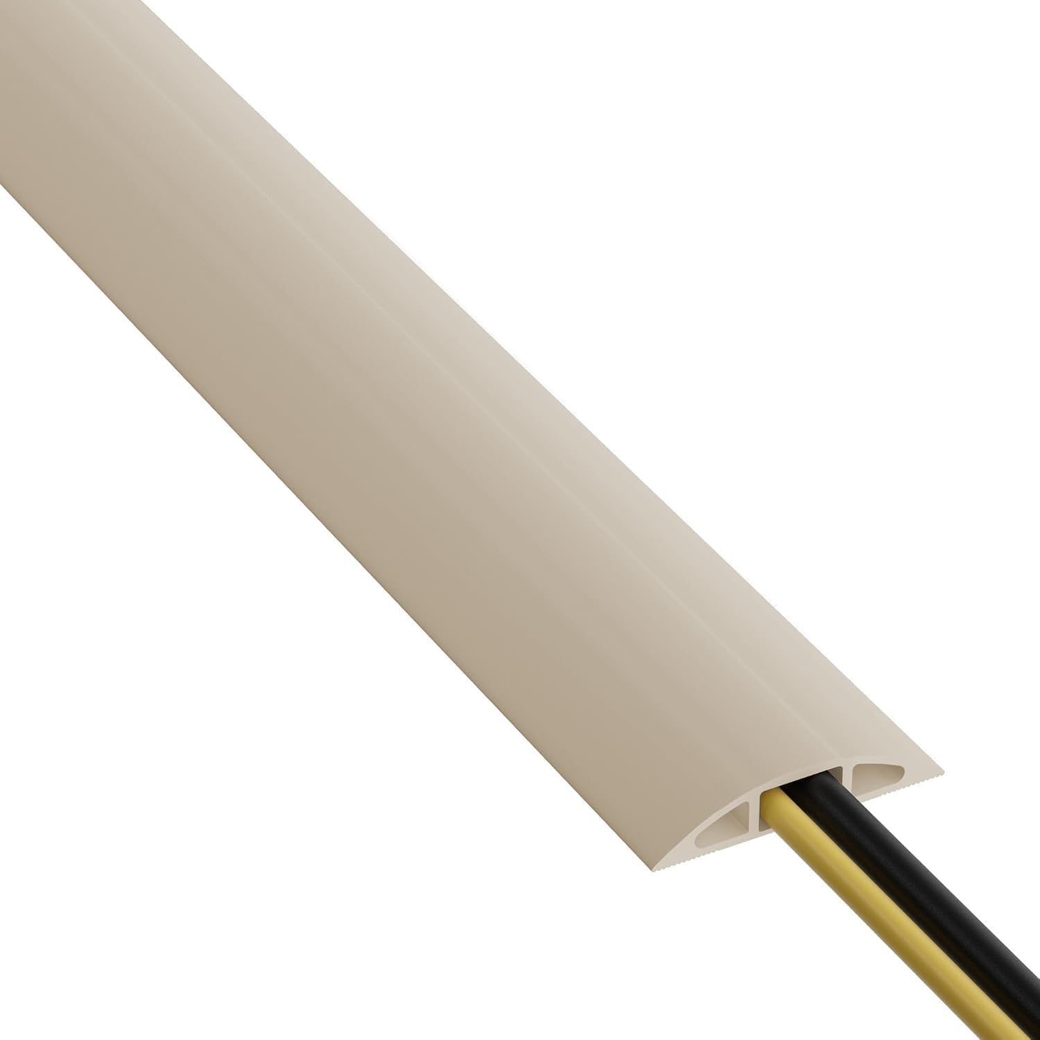 D-Line 15ft Floor Cord Cover, Cable Protector, Hide Extension Cords, Protect Cords, Prevent Cable Trips, Heavy Duty Cord Hider - Cable Cavity = 0.63" (W) x 0.31" (H) - Beige