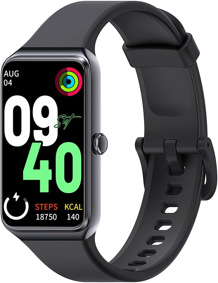 Fitness Tracker 1.47’’ Full Touchscreen Activity Tracker with Heart Rate Blood Oxygen Blood Pressure Sleep Monitor Step Calorie Counter Pedometer Smartwatches for Android and iOS Women Men (Black)