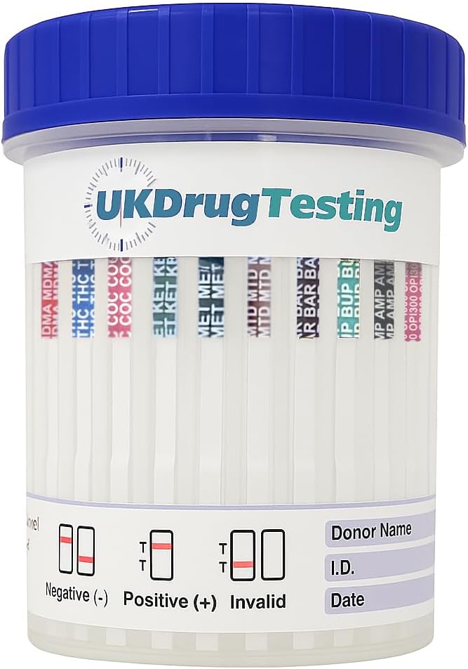 UKDrugTesting Ultra Sensitive 13 Drug Home Drug Testing Cup. High Accuracy Home Drug Test Kit